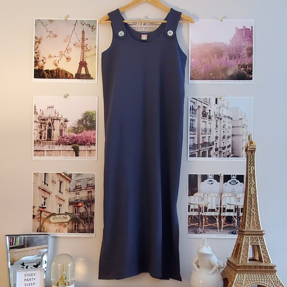 Cleo Vintage 90s Petite Maxi Pinafore Dress - Picture 1 of 7